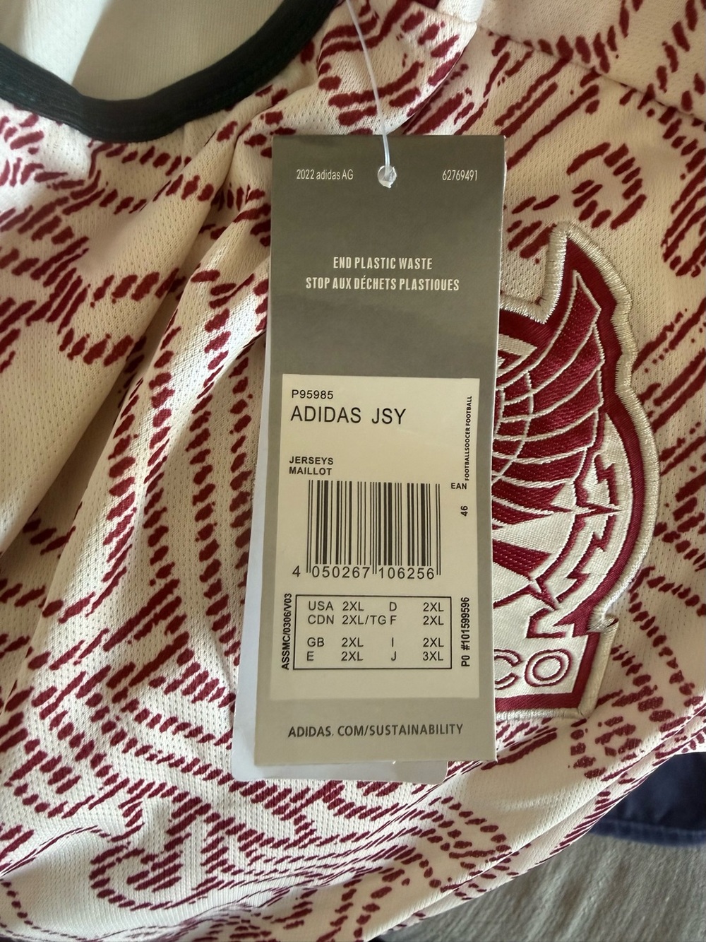 New With Tags Men’s Adidas Mexico 2022 Away Jersey Original HD9314 Slim Fit 2XL - Picture 6 of 7